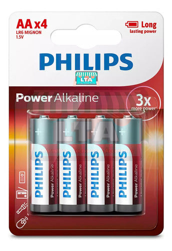 Philips Power Alkaline Batteries AA Blister Pack of 4 0