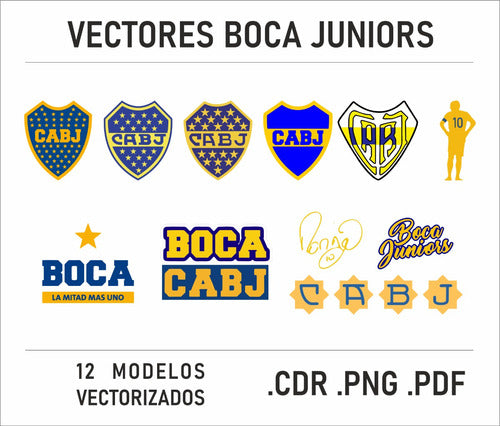 Vectores Boca Juniors 12 Diseños Sublimación Dtf Cdr Pdf Png 0