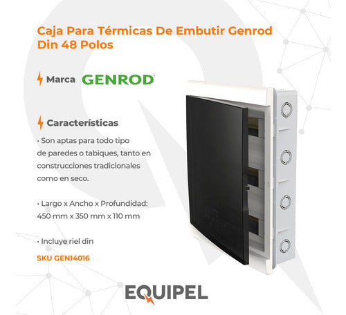 Genrod Caja Para Térmicas De Embutir Din 48 Polos 1