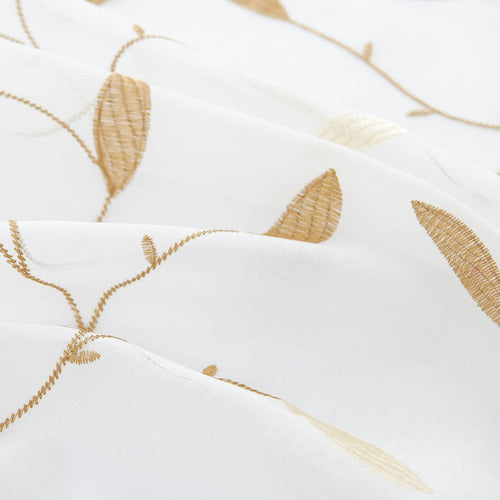 COLLACT Sheer Embroidered Curtains with Leaves for Living Room 2