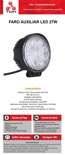 Faro Auxiliar Led De Alta Potencia 27w Redonda 3