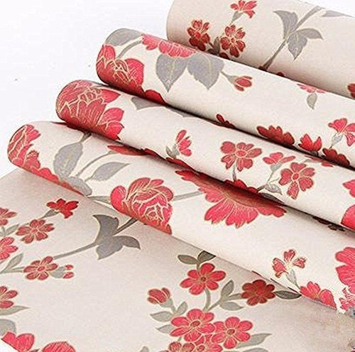 Bestery Vintage Floral Adhesive Vinyl Paper Covering P 1