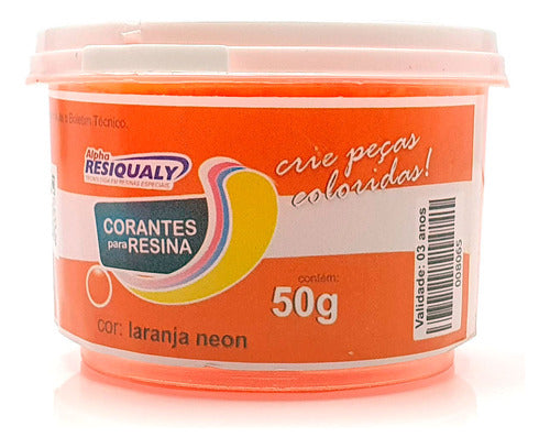 Corante Laranja Neon Para Resina De 50g Alpha Resiqualy 1