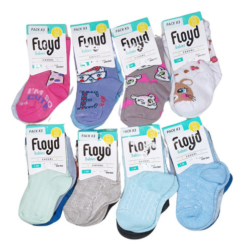 Pack of 12 Floyd Half-Calf Baby Socks Assorted Cotton Art. 300 1