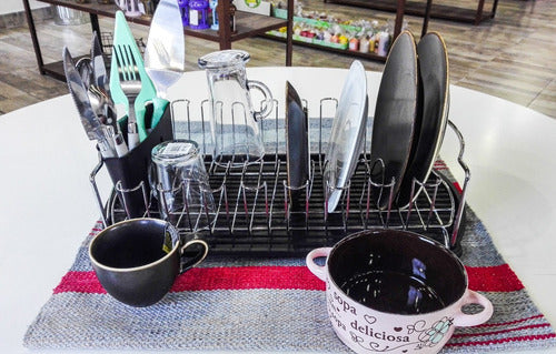 Dish Drying Rack Chrome Plated with Tray and Cutlery Holder 2