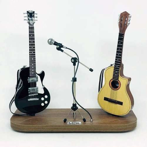 Set Miniatura De Guitarra + Microfone + Violão 1:4 Tudomini 0