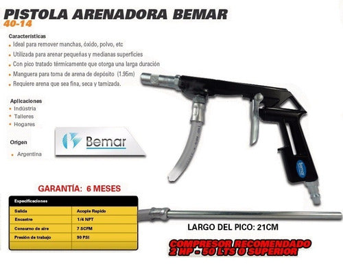 Bemar Pneumatic Sandblasting Gun with Quick Connector Hose 3