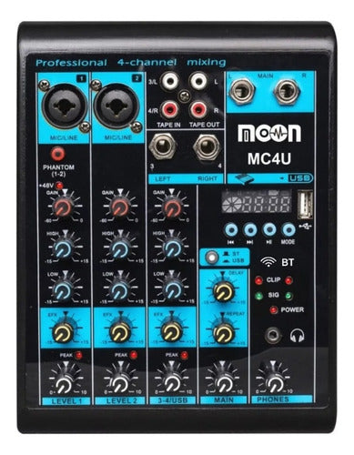 Consola Mixer Dj Moon 4 Canales Usb Bluetooth 0