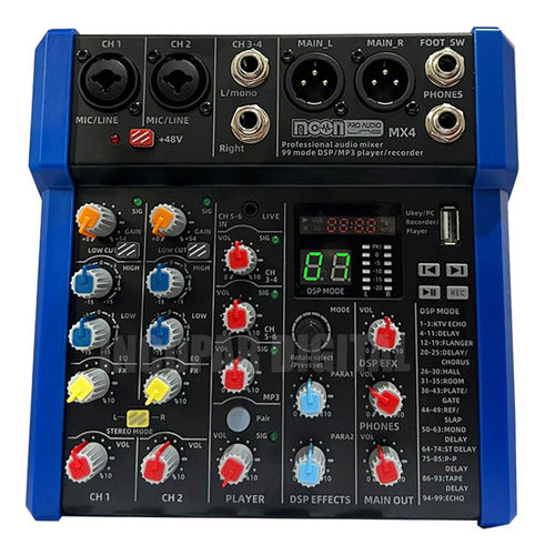 Moon MX4 Mixer Console with 4 Channels and Bluetooth - 99 Effects 0