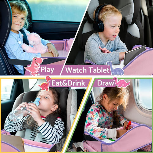 Bandeja De Viaje Rosa Para Asiento De Coche De Niños 4