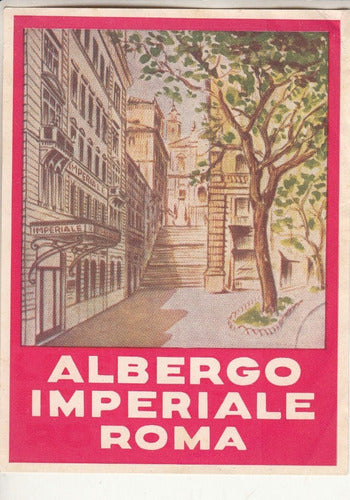 Antiguo Sticker Luggage Del Albergo Imperiale Roma Italia 0