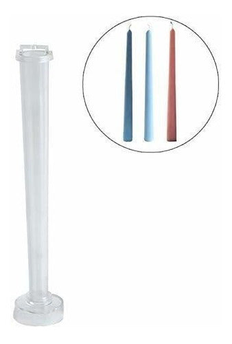 Chris.W Tall Taper Candle Mold 10 Inch, Clear Plastic Tapered Candlesticks Candle Making Mold Supplies 1