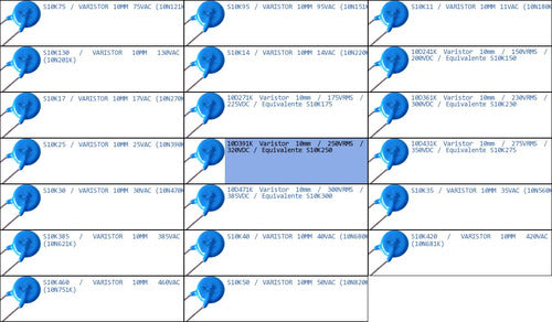 Pack 20x 10d391k Varistor 10mm 320vdc S10k250 230vac Prote-p 1