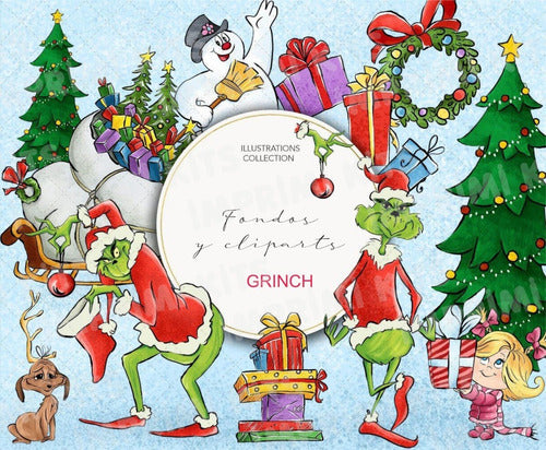 Kit Cliparts Y Fondos Navidad Papeles Png Grinch #n125 1