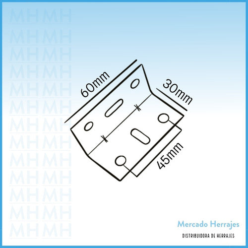 Mercado Herrajes Union Bracket 60x30 Zinc Coated X 4 Units Reinforced 1