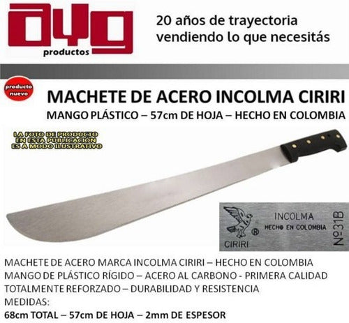 Machete De Acero Ciriri Incolma 57 Cm Hoja Selva Monte Bosque Delta Jardineria Colombia 3