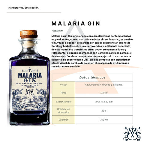 Gin Malaria Handcrafted Small Batch 700ml 1