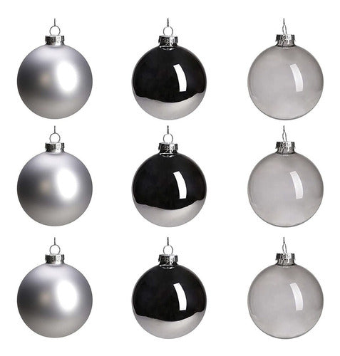 Bolas De Navidad Dn Deconation Modernas Plateadas/negras X9 0