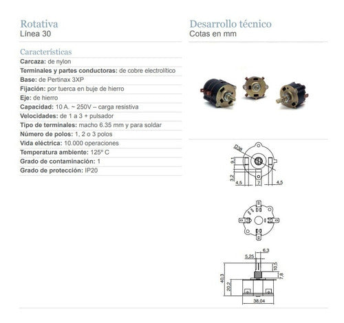 Llave Rotativa Interruptor Anafe Eléctrico 3 Pines Smeg 3