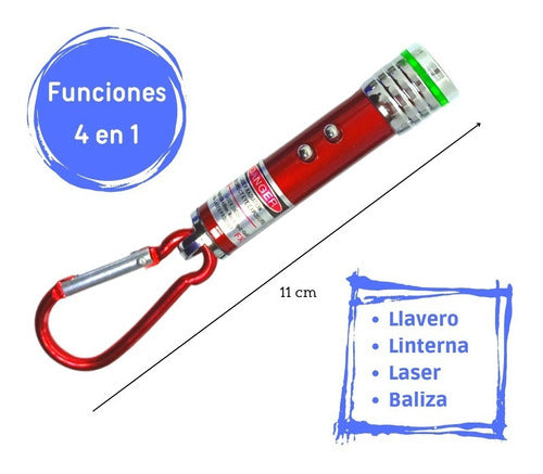 Nail Viny's Llavero X10 Souvenir 4 En 1 Linterna Laser Baliza Mosqueton 2