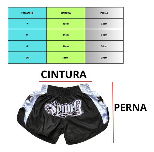 Short De Muaythai Kickboxing Bermuda Spank Preto/ Prata 1