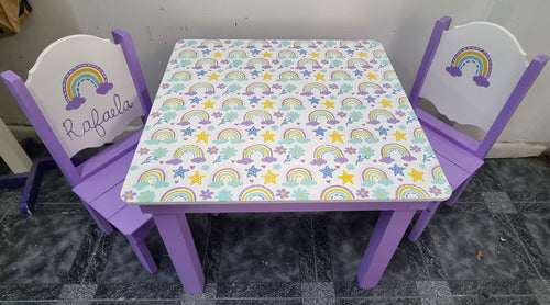 Personalized Wooden Children's Table and Chairs with Character Designs 5