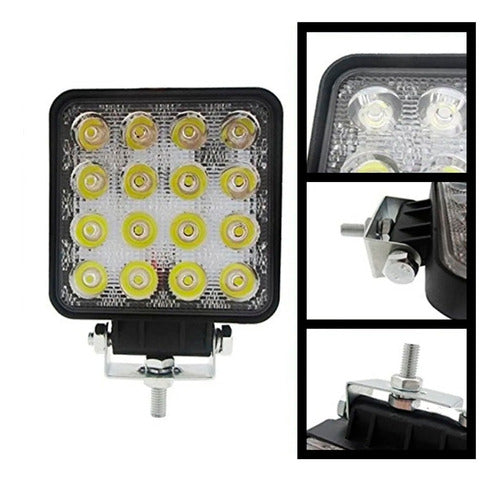 Kit of 6 Square 16 Led Lights for Agricultural Machinery 4