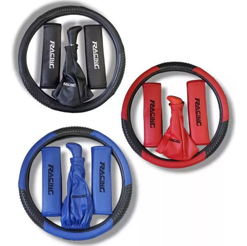 Combo Steering Wheel Cover Shift Lever Cover + Seat Belt Covers 13