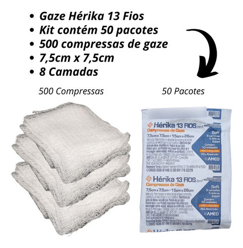 Compressa Gaze Estéril Pacote 500 Unidades 13 Fios Anvisa 1