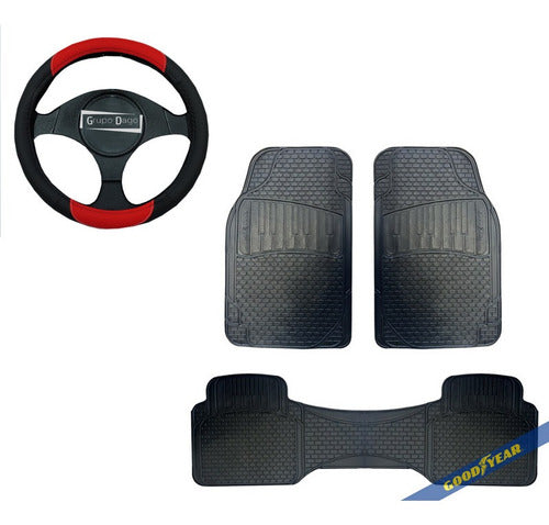 Ford Focus 3-Piece Floor Mat and Steering Wheel Cover Kit by Goodyear 6