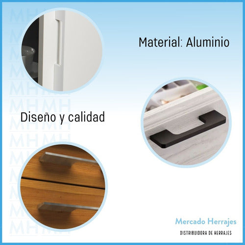 Mercado Herrajes Manija Barral C Aluminio Negro 160 Mm Mueble Cajón Puerta 2