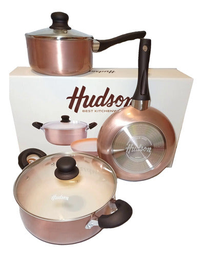 Hudson Copper Non-Stick Ceramic Cookware Set 6 Pcs with Jug 1