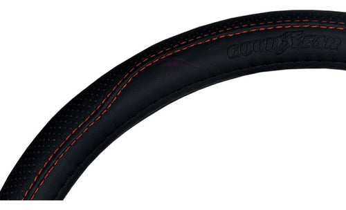 Goodyear Black Steering Wheel Cover with Red Stitching 1