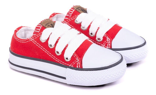 Stars Red Canvas Lace-Up Sneakers Sizes 17 to 26 0