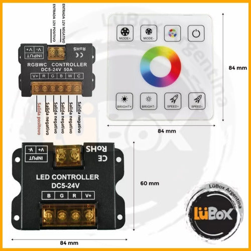 RGBWC LED Strip Touch Controller, 50A 12V/24V 1