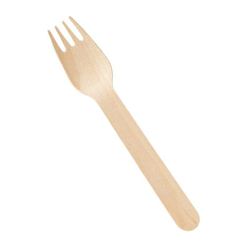 Biodegradable Wooden Disposable Forks - Pack of 100 0