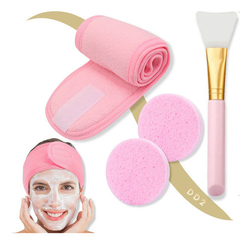 DD2 Set X4 Beauty Facial Care Headband + Sponge + Spatula 0