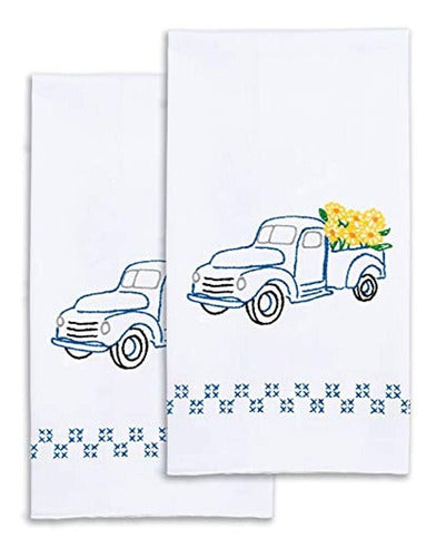 Jack Dempsey Needle Art Flower Delivery Embroidered Towels, White 0