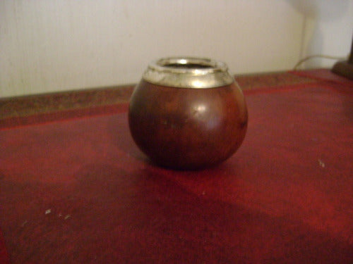 Muy Antiguo Mate Criollo Calabaza Con Birola Alpaca 0