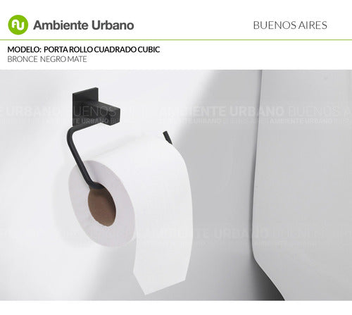 Ambiente Urbano Porta Rollo Bronce Negro Mate Cuadrado 1ª Calidad 1