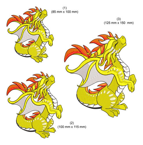 Embroidery Design: Sun Dragon / Fire Dragon - 3 Sizes 3
