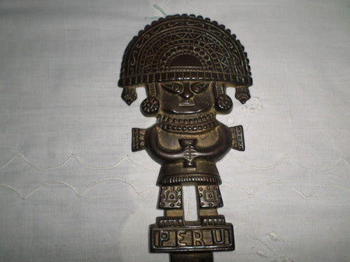 Antiguo Adorno De Bronce Totem Tupo Peruano 27 Cm Alto 3