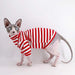 Sphynx Gato Sin Pelo Rayas Rojas Camisetas De Algodon De Ve 3