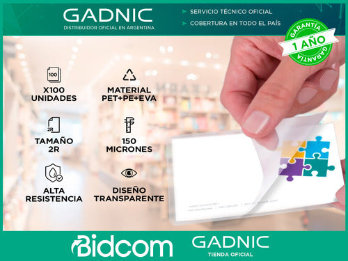 Gadnic Pouch Plastificadora Carnet 67 X 99 Mm 100 Unidades 150 Mic 1