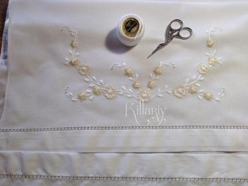 Killariy Hand Embroidered Table Runner with Perlé and Mouliné 1