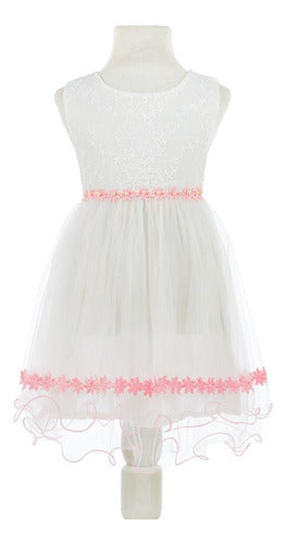 GYB KIDS Imported Baptism Dress for Girls with Tulle and Pearl V1201 0