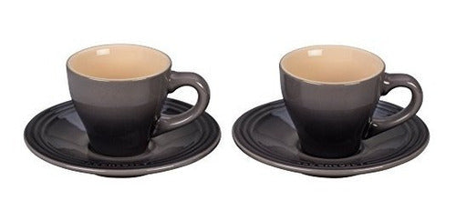 Juego De 2 Tazas Y Platos P/café Le Creuset Cerámica Ostra 0