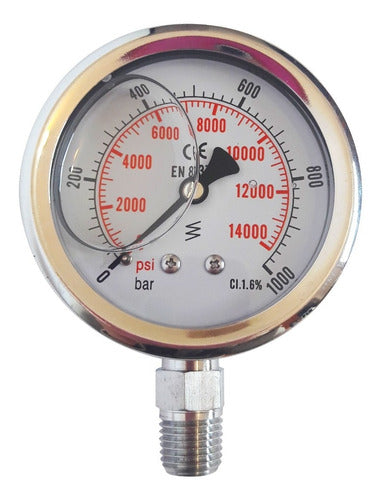 JMG Manómetro Ø 63 Mm Escala 0-1000 Bar Rosca 1/4 Npt Glicerina 0