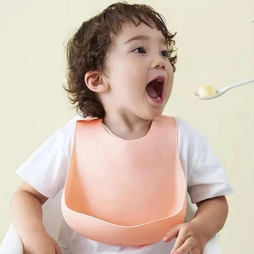 Waterproof Silicone Bib with Containment Pocket for Babies 36