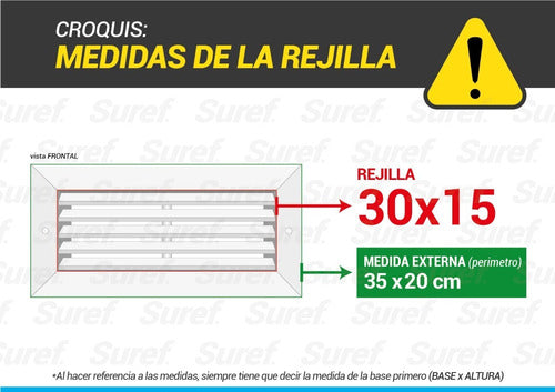 Rejilla De Ventilacion 30x15 Fija Negro- Retorno/extraccion 3